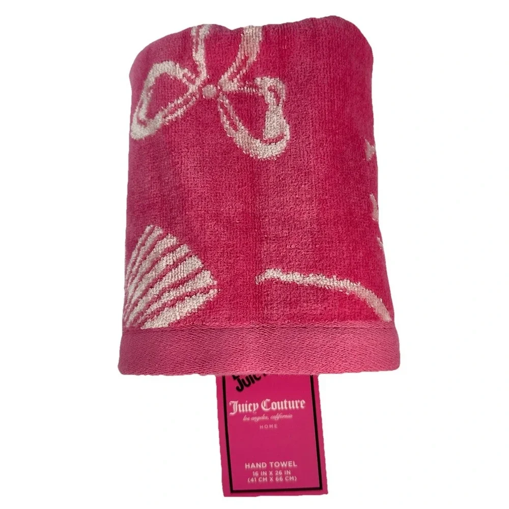 Juicy Couture Pink Bow Heart Hand Towel Love Juicy Bath Towel NWT